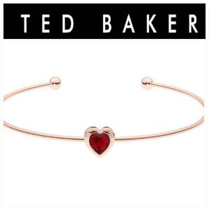 Ted Baker London Rose Gold Plated Crystal Heart Ultrafine Cuff Bangle
